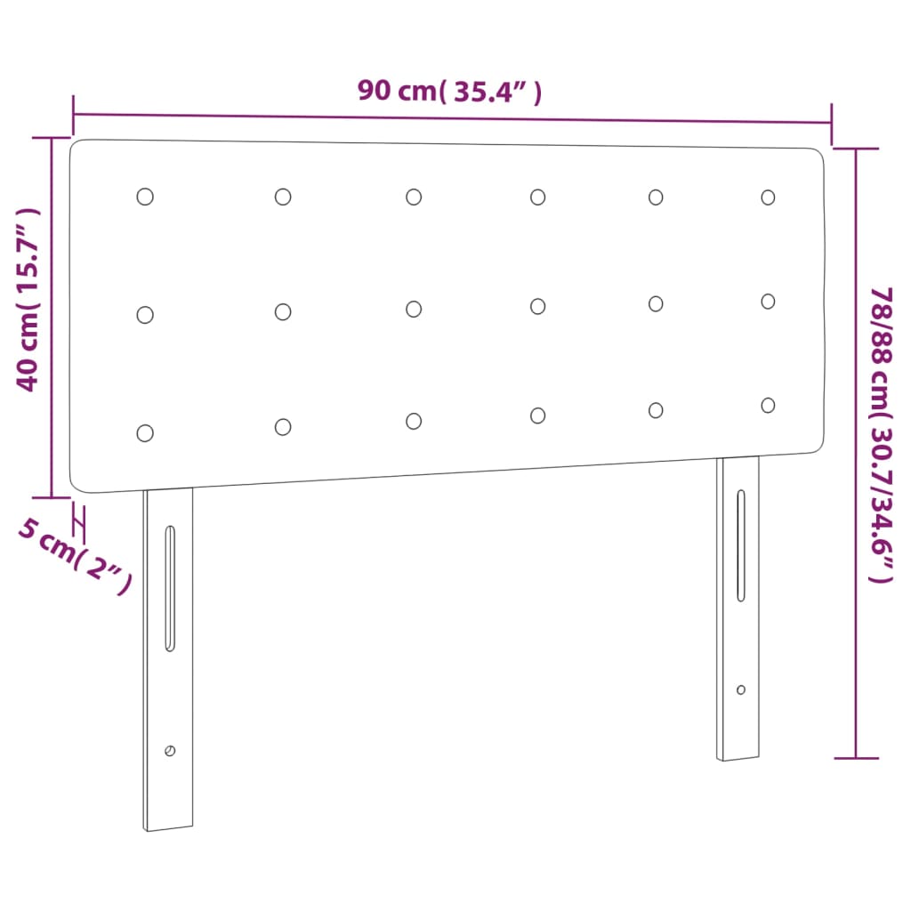 vidaXL Κεφαλάρι Κρεβατιού LED Λευκό 90x5x78/88 εκ. από Συνθετικό Δέρμα