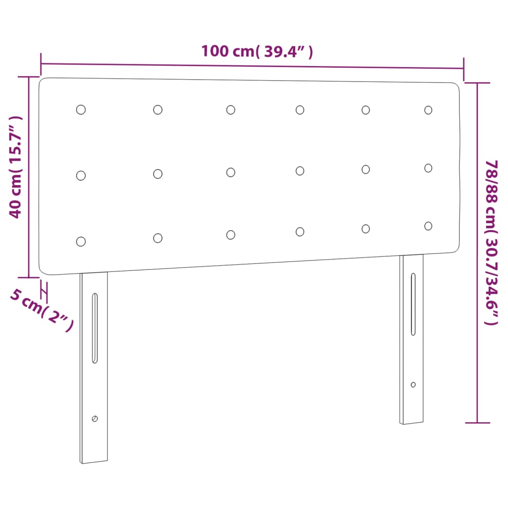 vidaXL Κεφαλάρι Κρεβατιού LED Κρεμ 100x5x78/88 εκ. από Συνθετικό Δέρμα