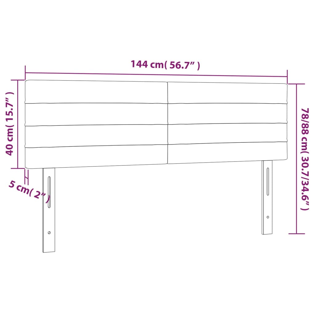 vidaXL Κεφαλάρι Κρεβατιού LED Taupe 144x5x78/88 εκ. Υφασμάτινο