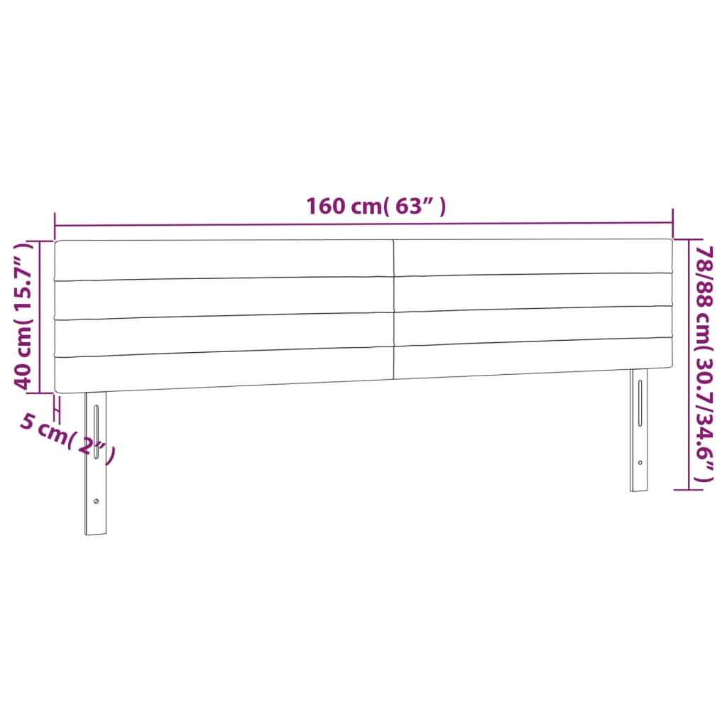 vidaXL Κεφαλάρι Κρεβατιού LED Μπλε 160x5x78/88 εκ. Υφασμάτινο