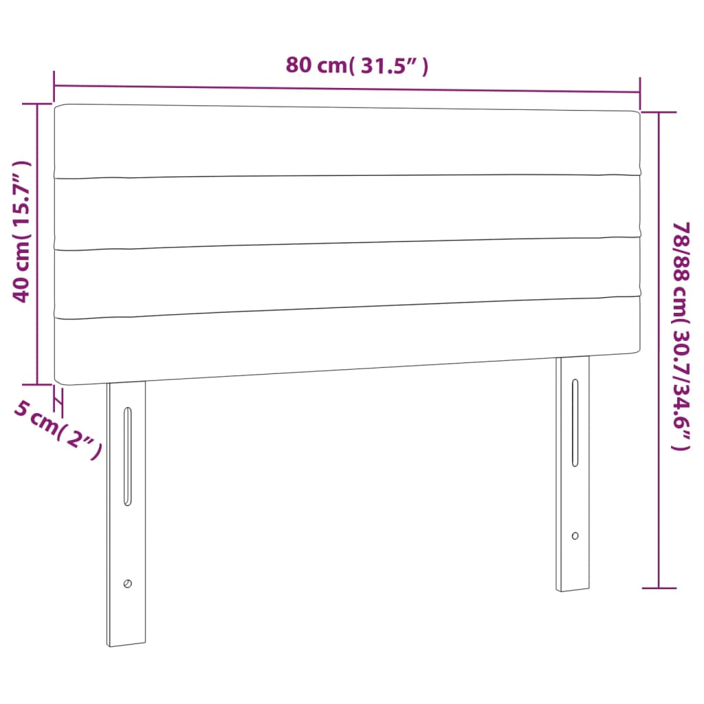 vidaXL Κεφαλάρι Κρεβατιού LED Ανοιχτό Γκρι 80x5x78/88 εκ. Βελούδινο