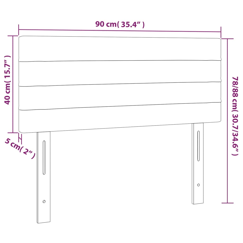 vidaXL Κεφαλάρι Κρεβατιού LED Ροζ 90x5x78/88 εκ. Βελούδινο