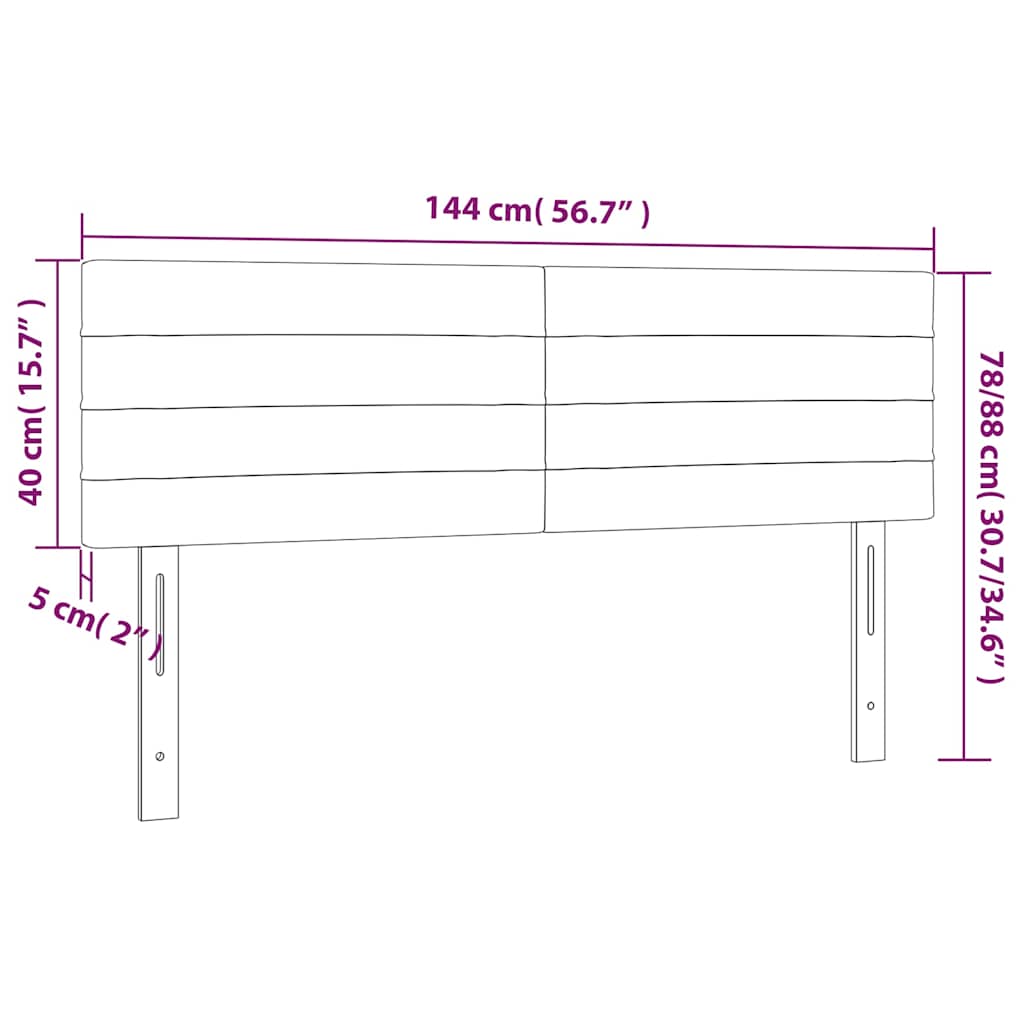 vidaXL Κεφαλάρι Κρεβατιού LED Σκούρο Μπλε 144x5x78/88 εκ. Βελούδινο