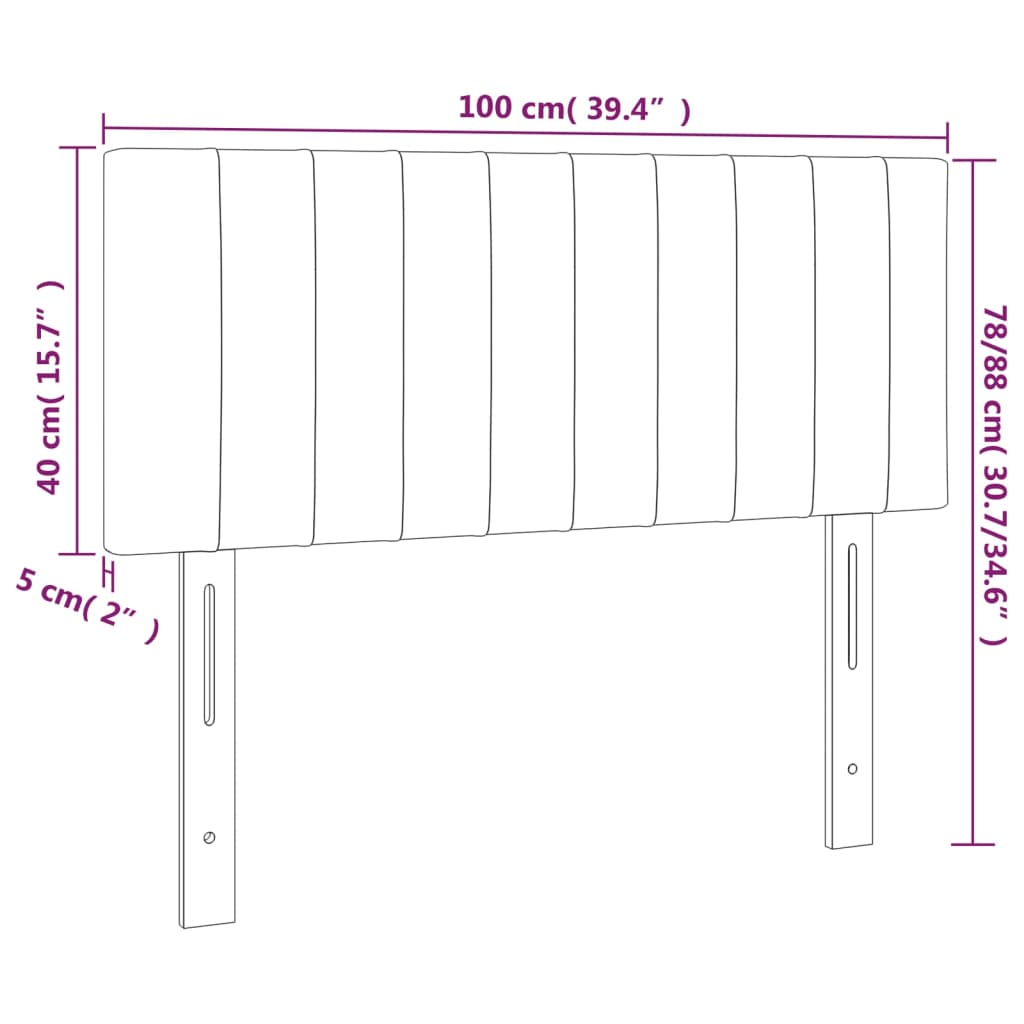 vidaXL Κεφαλάρι Κρεβατιού LED Κρεμ 100x5x78/88 εκ. Υφασμάτινο
