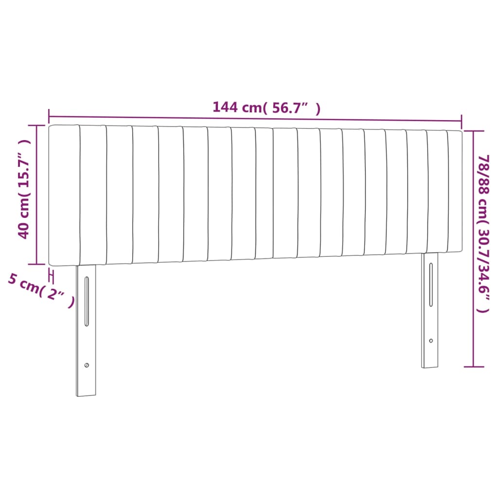 vidaXL Κεφαλάρι Κρεβατιού LED Σκούρο Καφέ 144x5x78/88 εκ. Υφασμάτινο