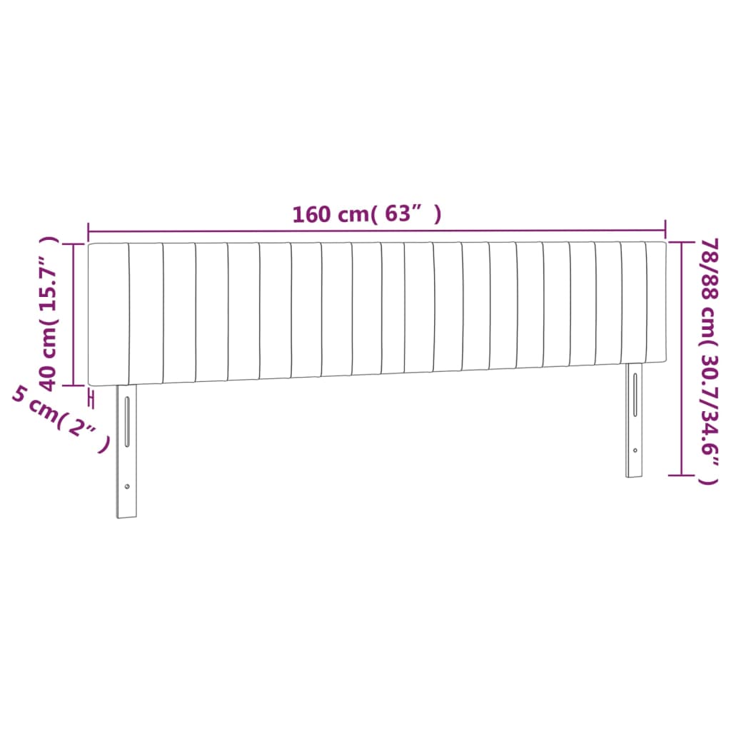 vidaXL Κεφαλάρι Κρεβατιού LED Κρεμ 160x5x78/88 εκ. Υφασμάτινο