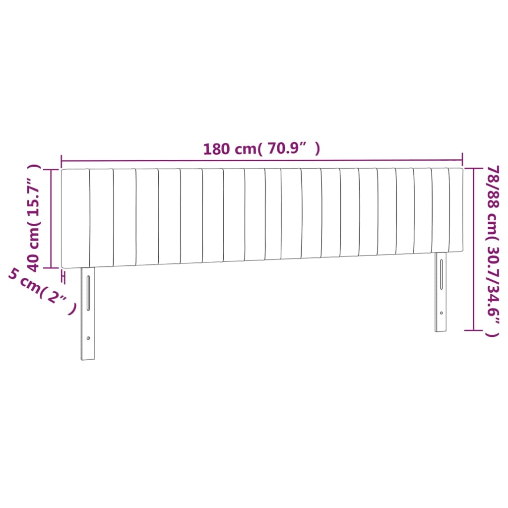 vidaXL Κεφαλάρι Κρεβατιού LED Μπλε 180x5x78/88 εκ. Υφασμάτινο