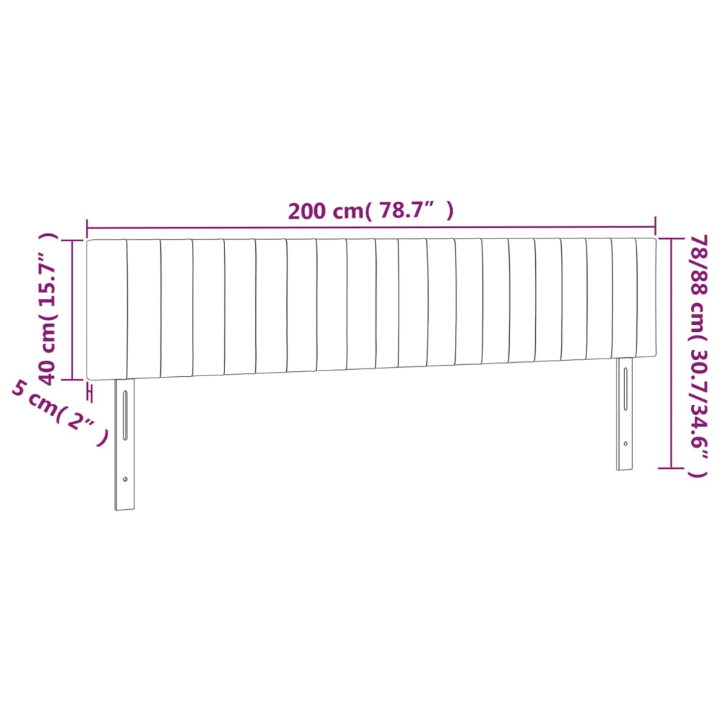 vidaXL Κεφαλάρι Κρεβατιού LED Taupe 200x5x78/88 εκ. Υφασμάτινο