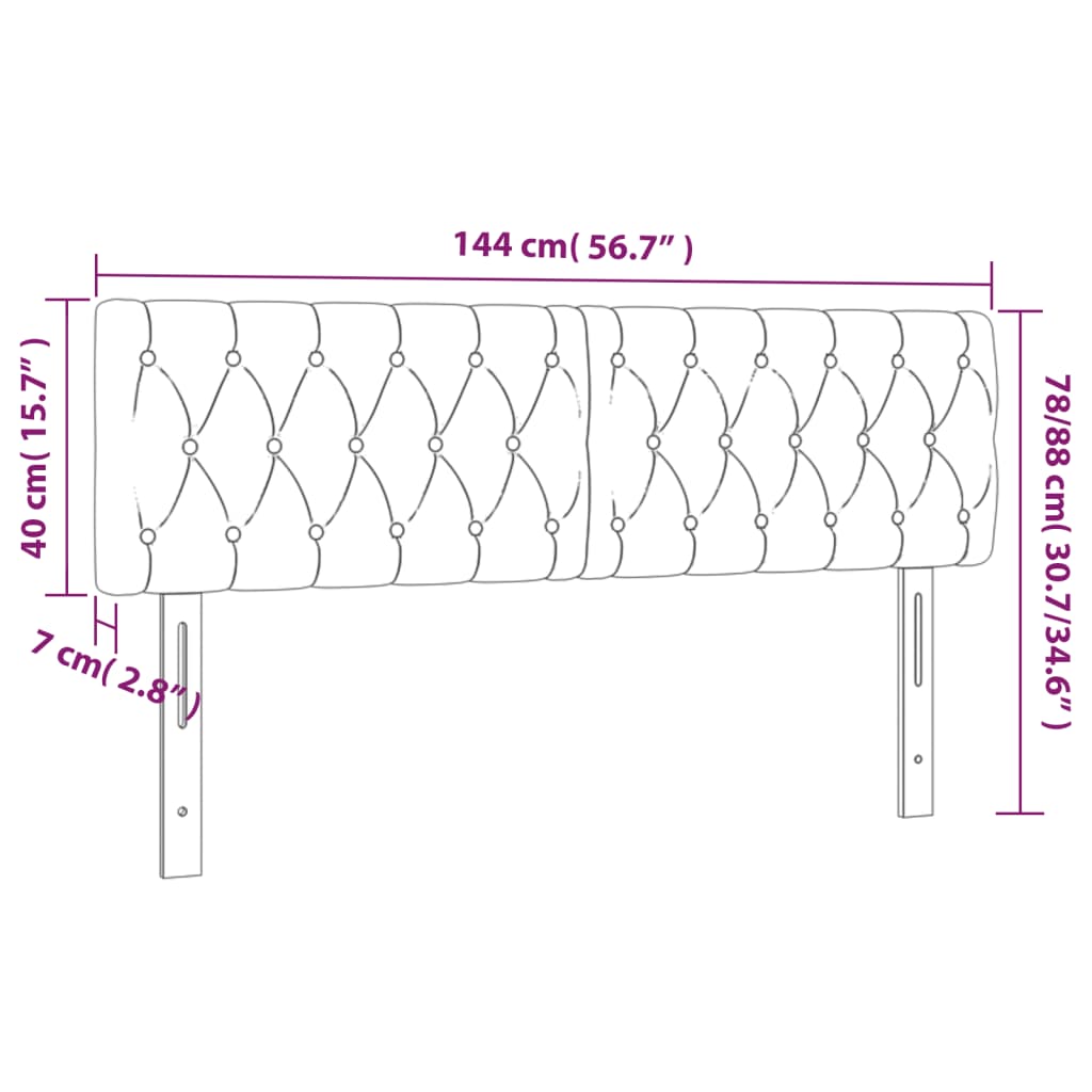 vidaXL Κεφαλάρι Κρεβατιού LED Μπλε 144x7x78/88 εκ. Υφασμάτινο