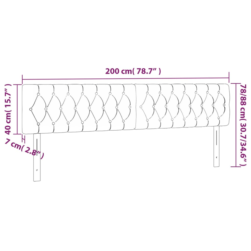 vidaXL Κεφαλάρι Κρεβατιού LED Σκούρο Καφέ 200x7x78/88 εκ. Υφασμάτινο
