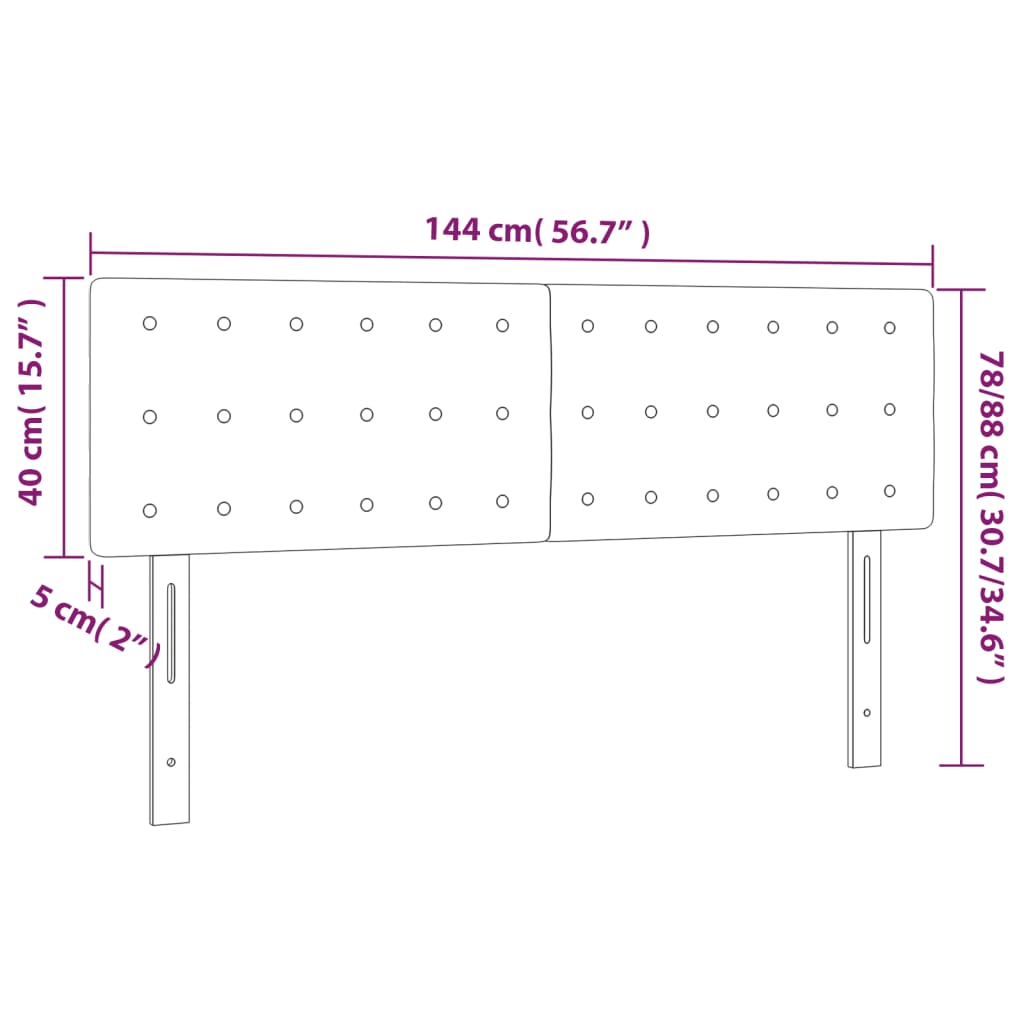 vidaXL Κεφαλάρι Κρεβατιού LED Κρεμ 144x5x78/88 εκ. Υφασμάτινο