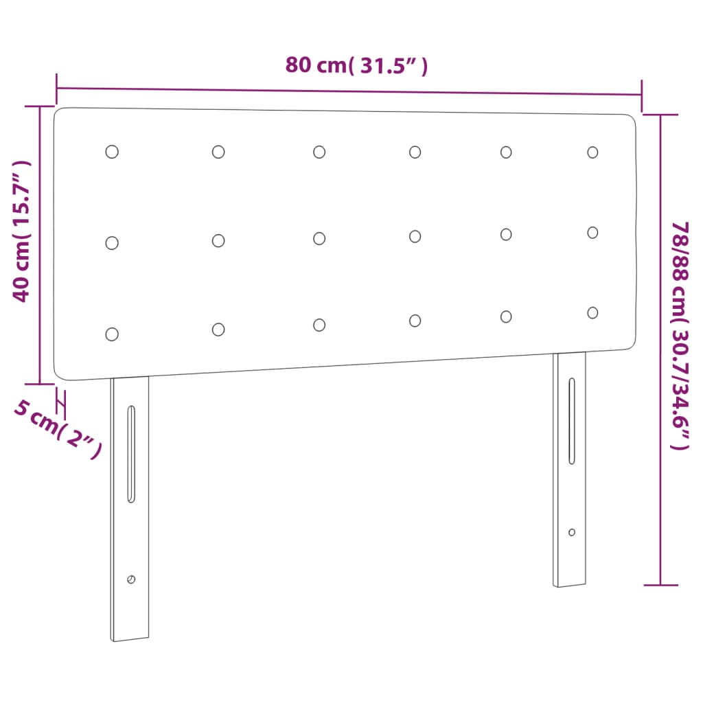 vidaXL Κεφαλάρι Κρεβατιού LED Ροζ 80 x 5 x 78/88 εκ. Βελούδινο