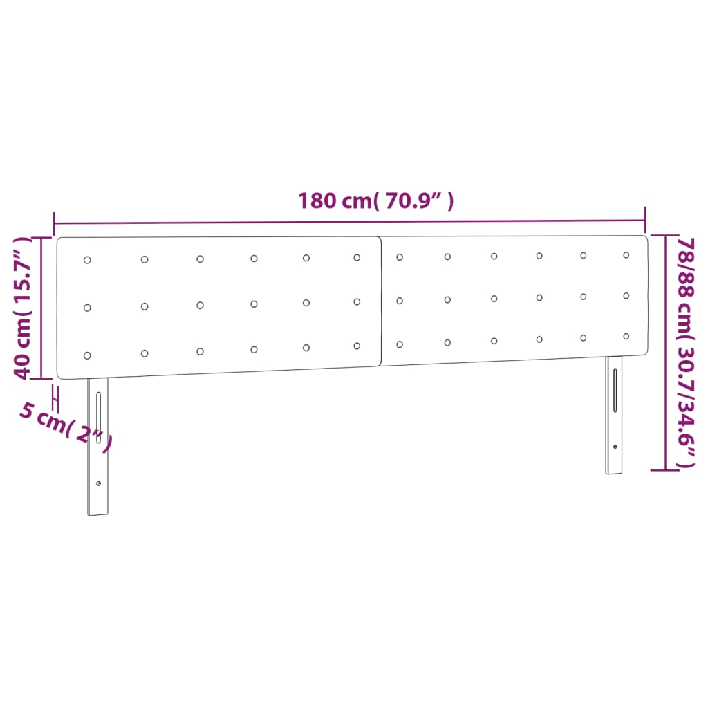 vidaXL Κεφαλάρι Κρεβατιού LED Μαύρο 180x5x78/88 εκ. Βελούδινο