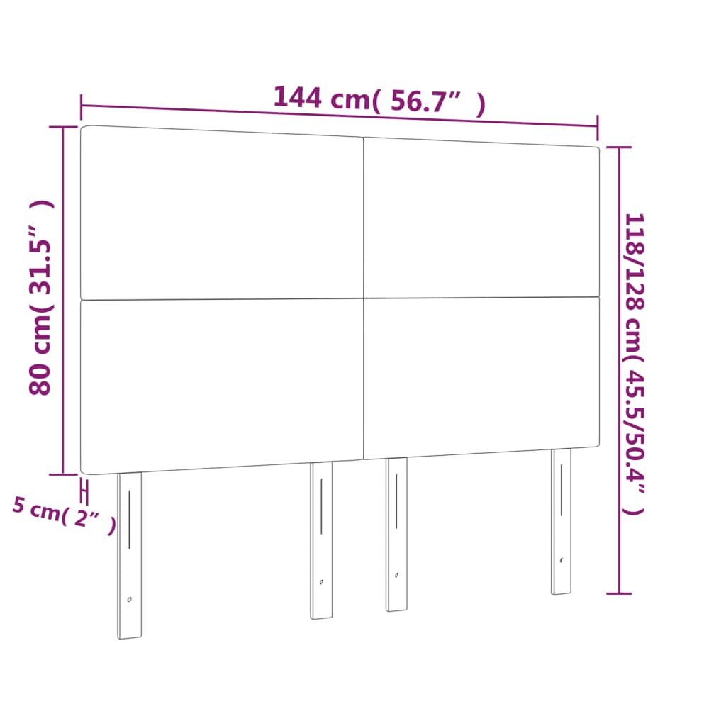 vidaXL Κεφαλάρι Κρεβατιού LED Ροζ 144x5x118/128 εκ. Βελούδινο