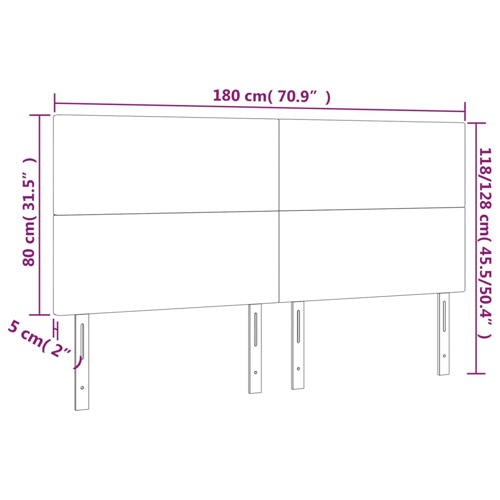 vidaXL Κεφαλάρι Κρεβατιού LED Σκούρο Γκρι 180x5x118/128 εκ. Βελούδινο