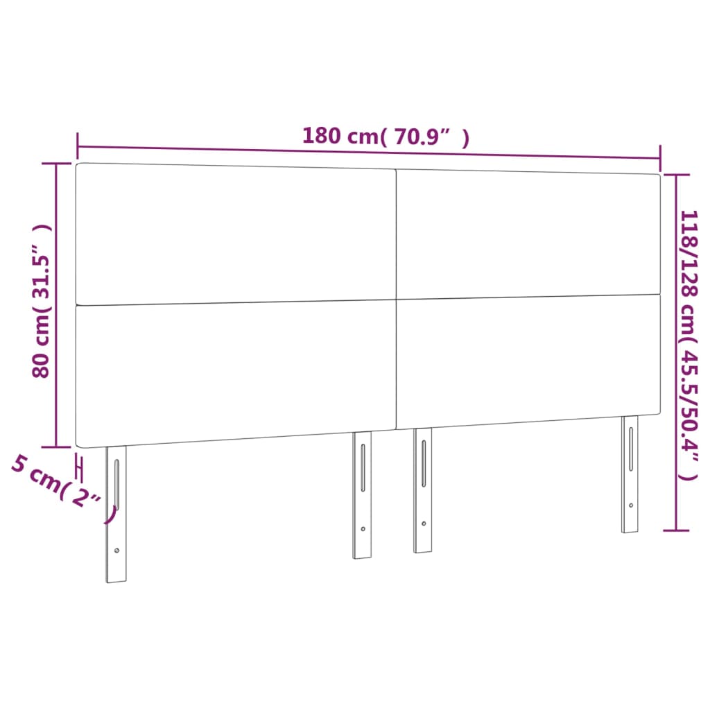 vidaXL Κεφαλάρι Κρεβατιού LED Μαύρο 180x5x118/128 εκ