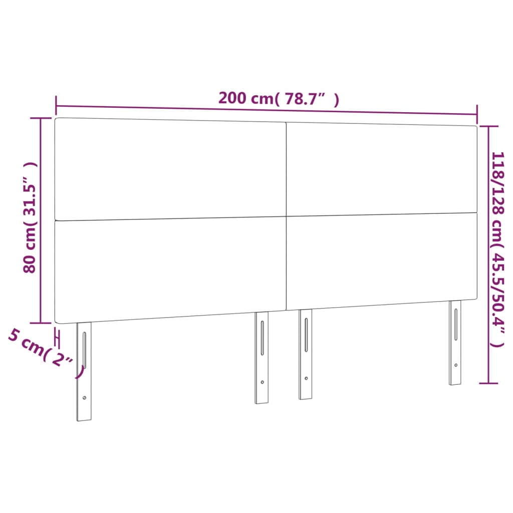 vidaXL Κεφαλάρι Κρεβατιού LED Μαύρο 200x5x118/128 εκ