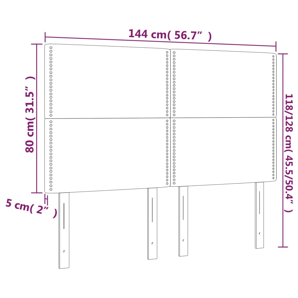 vidaXL Κεφαλάρι Κρεβατιού LED Σκούρο Καφέ 144x5x118/128εκ. Υφασμάτινο
