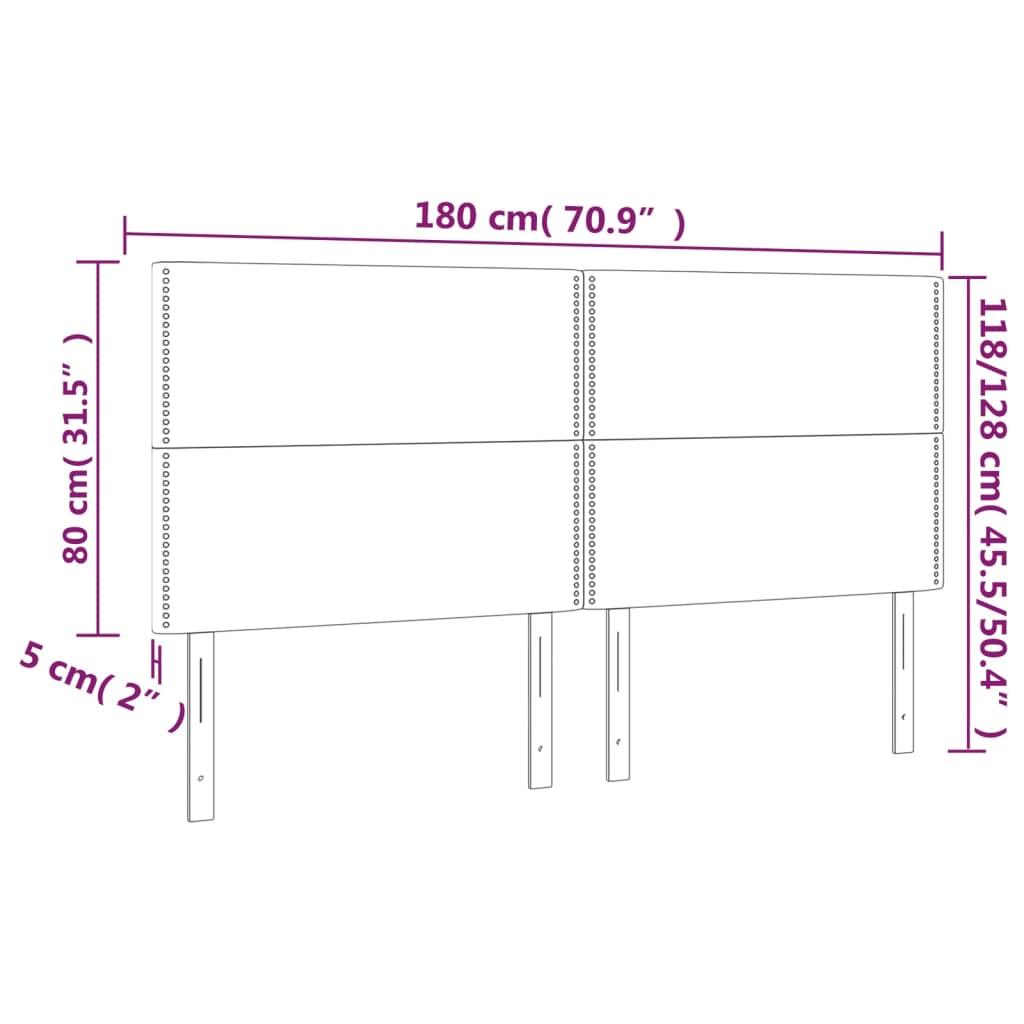 vidaXL Κεφαλάρι Κρεβατιού LED Μπλε 180x5x118/128 εκ. Υφασμάτινο
