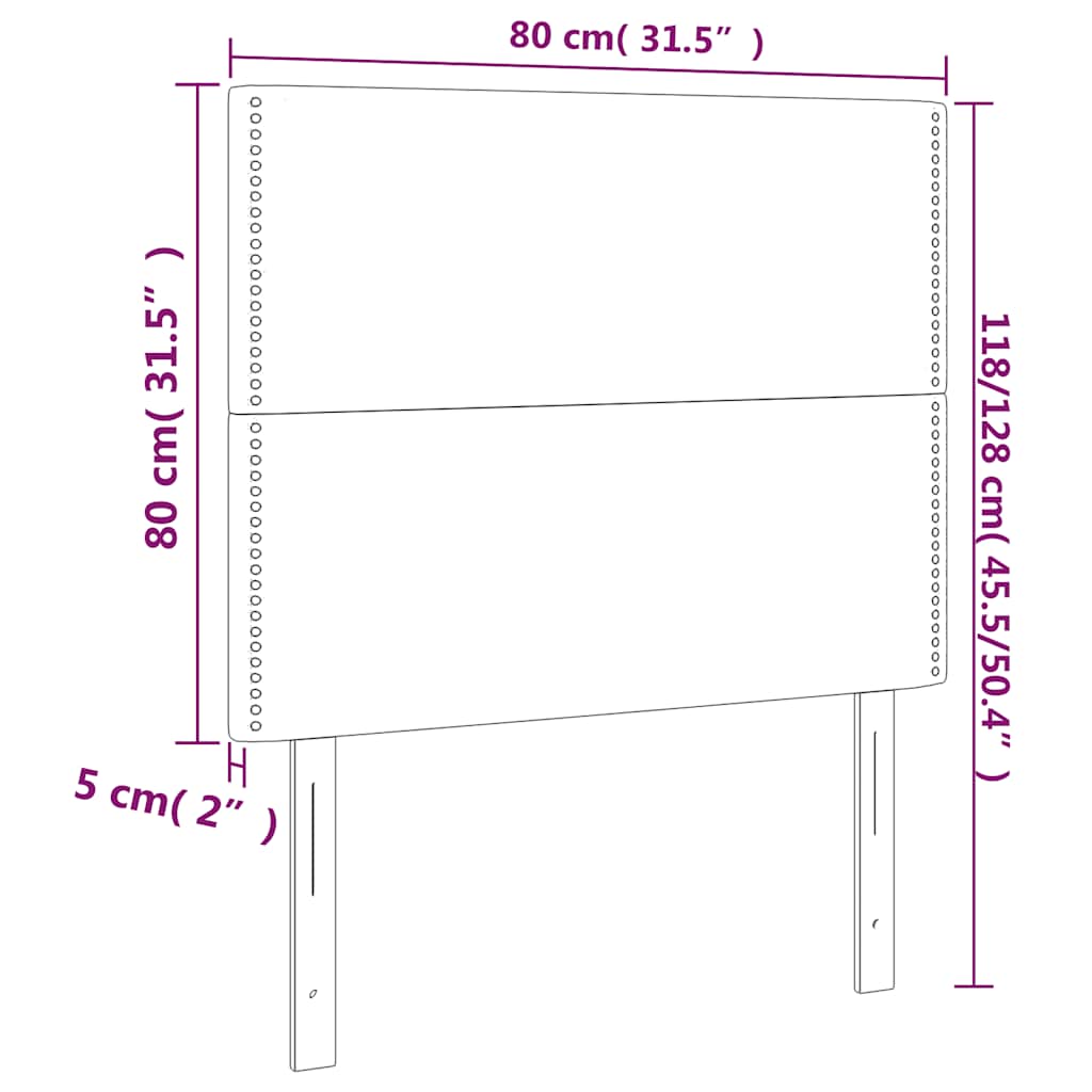 vidaXL Κεφαλάρι Κρεβατιού LED Σκούρο Μπλε 80x5x118/128 εκ. Βελούδινο