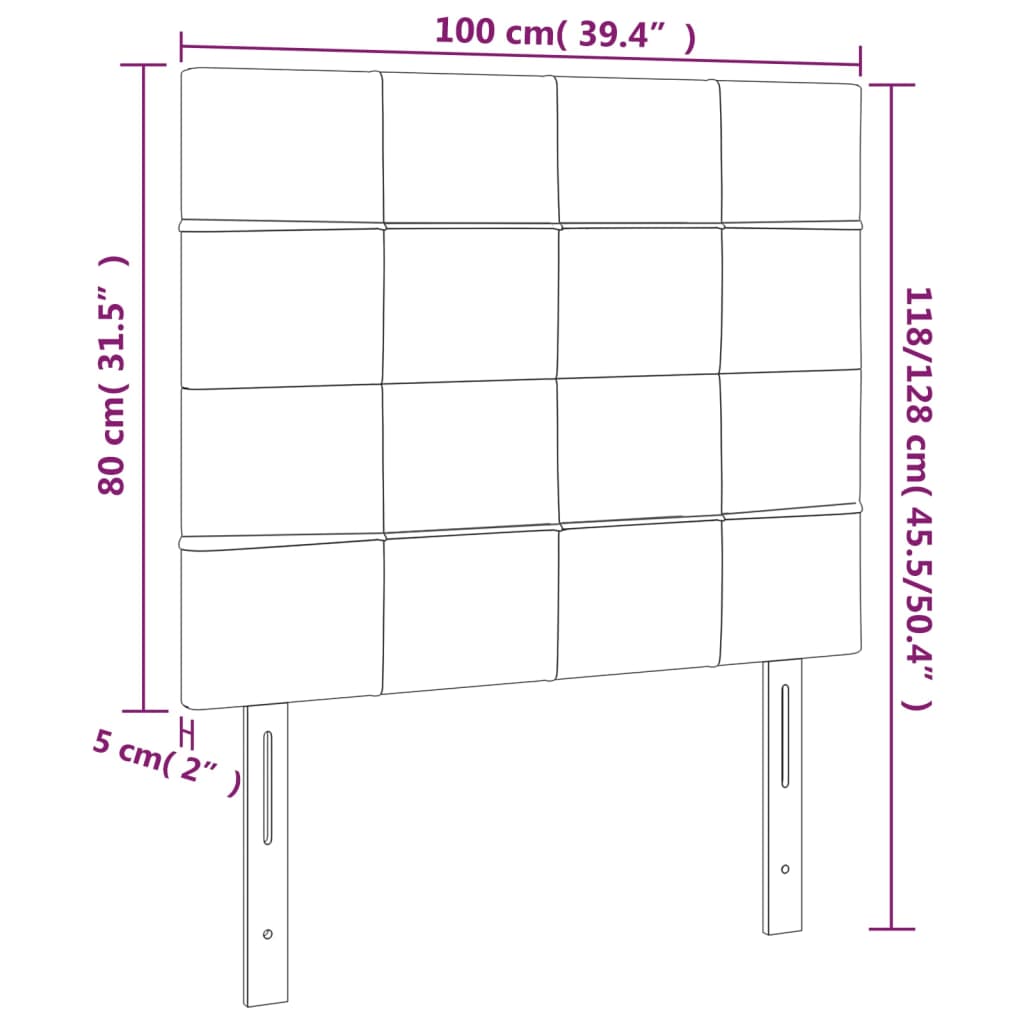 vidaXL Κεφαλάρι Κρεβατιού LED Μαύρο 100x5x118/128 εκ. Υφασμάτινο