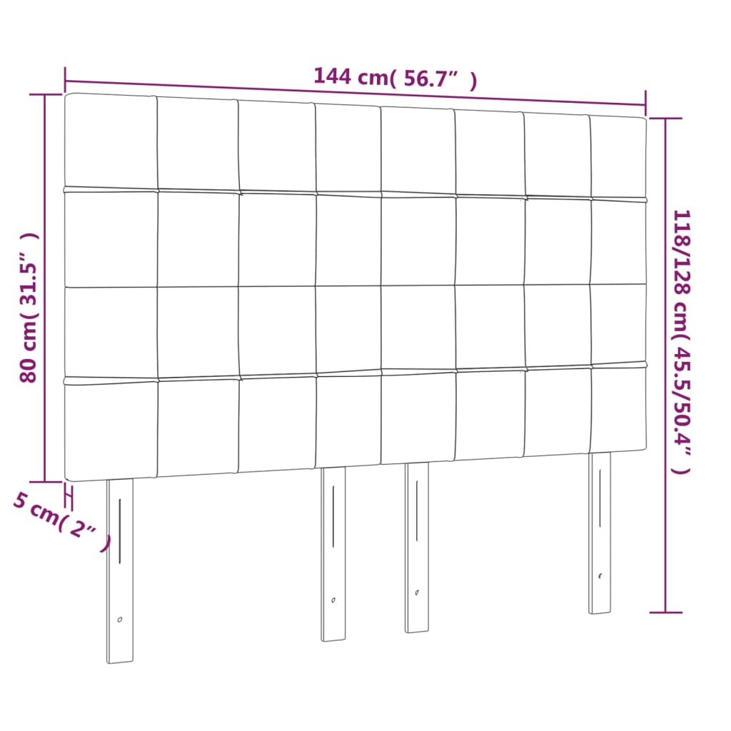 vidaXL Κεφαλάρι Κρεβατιού LED Μαύρο 144x5x118/128 εκ. Υφασμάτινο