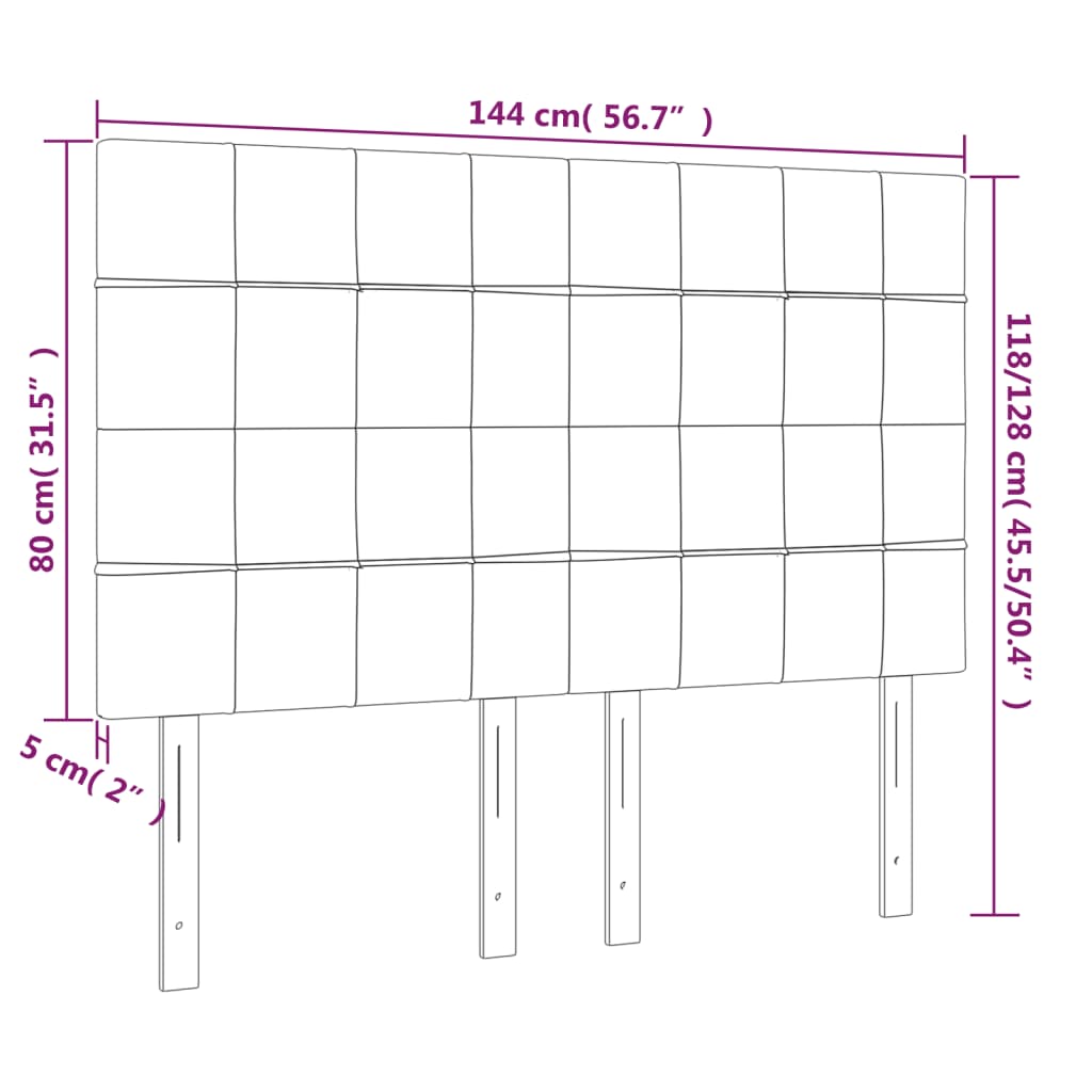 vidaXL Κεφαλάρι Κρεβατιού LED Κρεμ 144x5x118/128 εκ. Υφασμάτινο