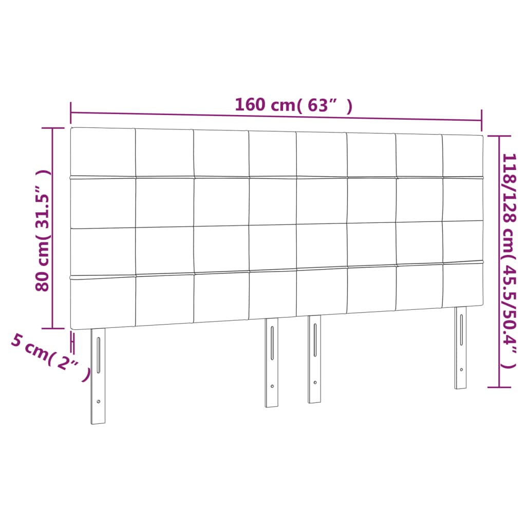 vidaXL Κεφαλάρι Κρεβατιού LED Κρεμ 160x5x118/128 εκ. Υφασμάτινο