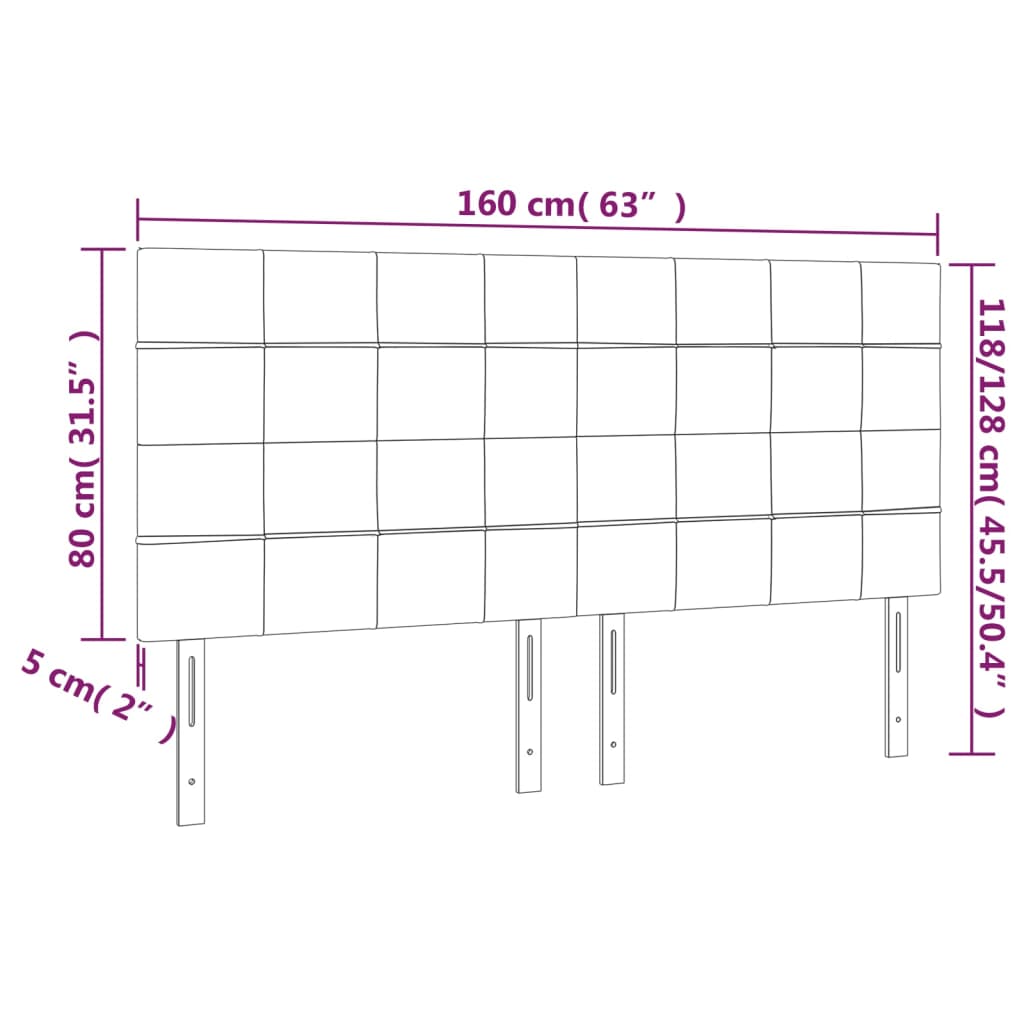 vidaXL Κεφαλάρι Κρεβατιού LED Μπλε 160x5x118/128 εκ. Υφασμάτινο