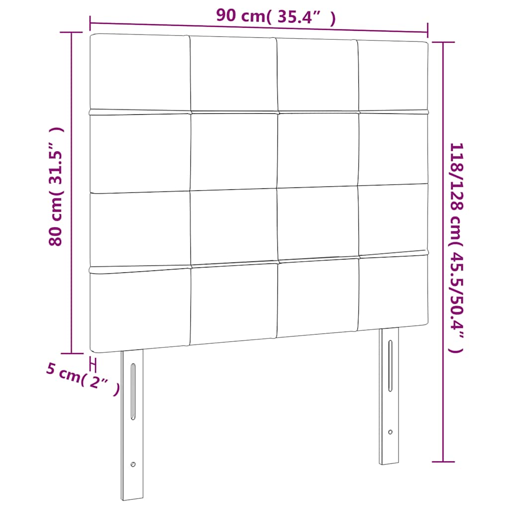 vidaXL Κεφαλάρι Κρεβατιού LED Σκούρο Πράσινο 90x5x118/128εκ. Βελούδινο