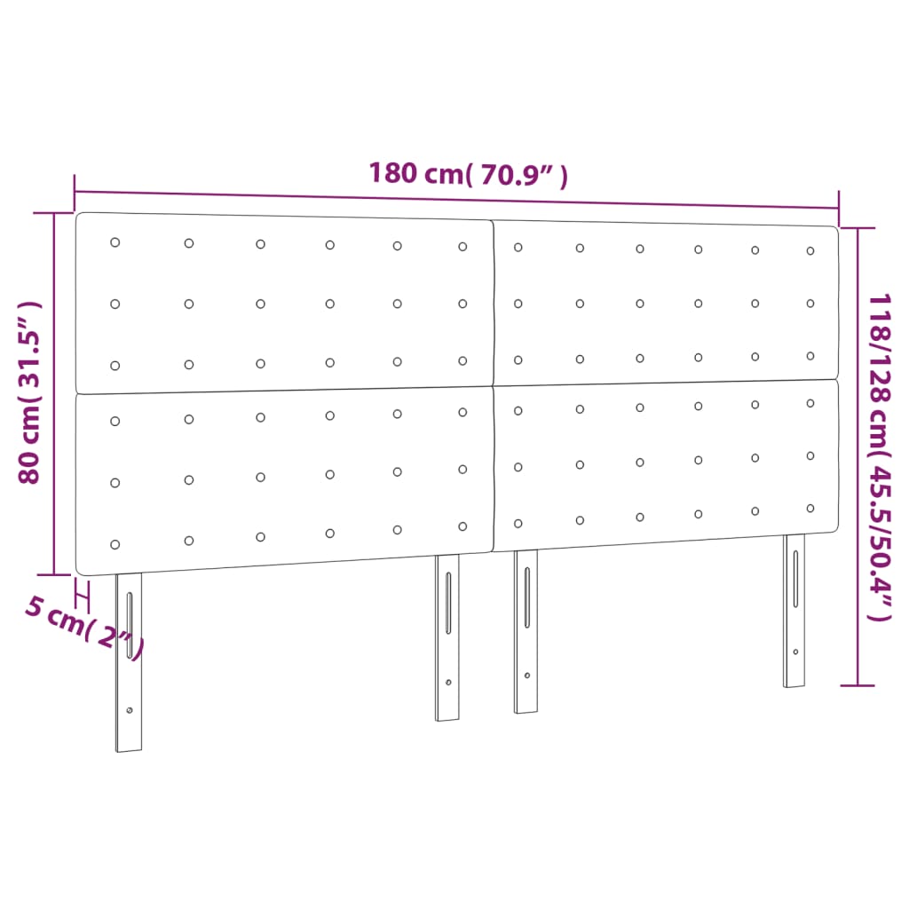 vidaXL Κεφαλάρι Κρεβατιού LED Γκρι 180x5x118/128 εκ