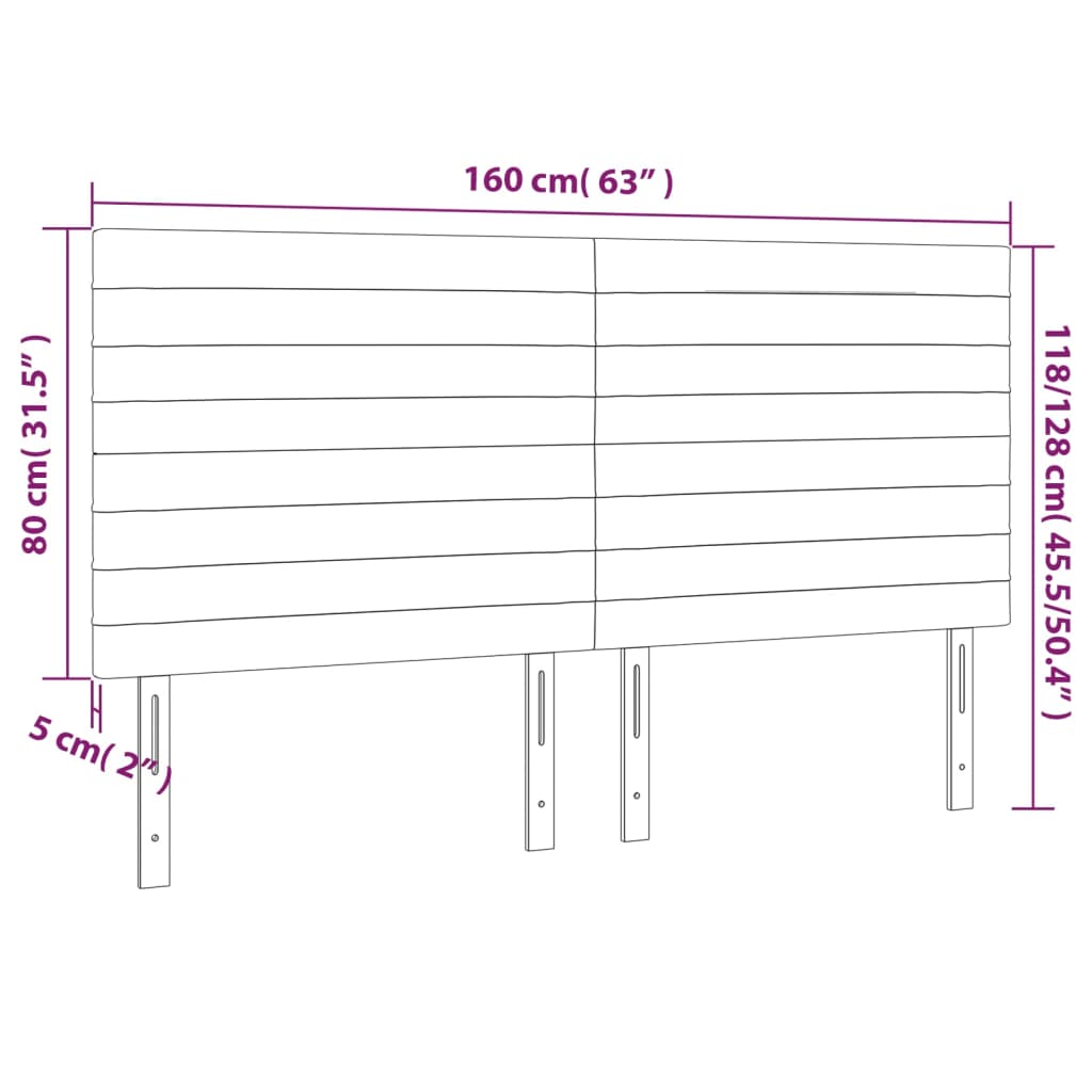 vidaXL Κεφαλάρι Κρεβατιού LED Κρεμ 160x5x118/128 εκ. Υφασμάτινο