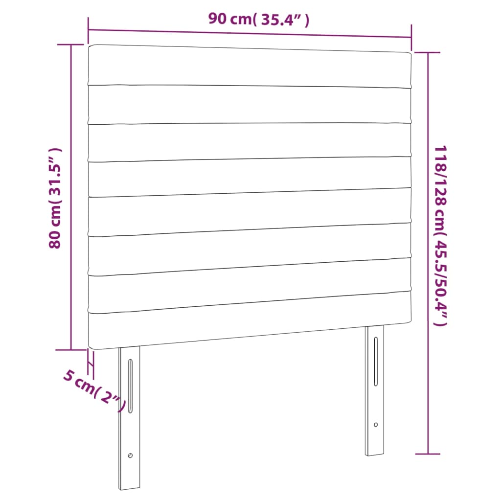 vidaXL Κεφαλάρι Κρεβατιού LED Ροζ 90x5x118/128 εκ. Βελούδινο