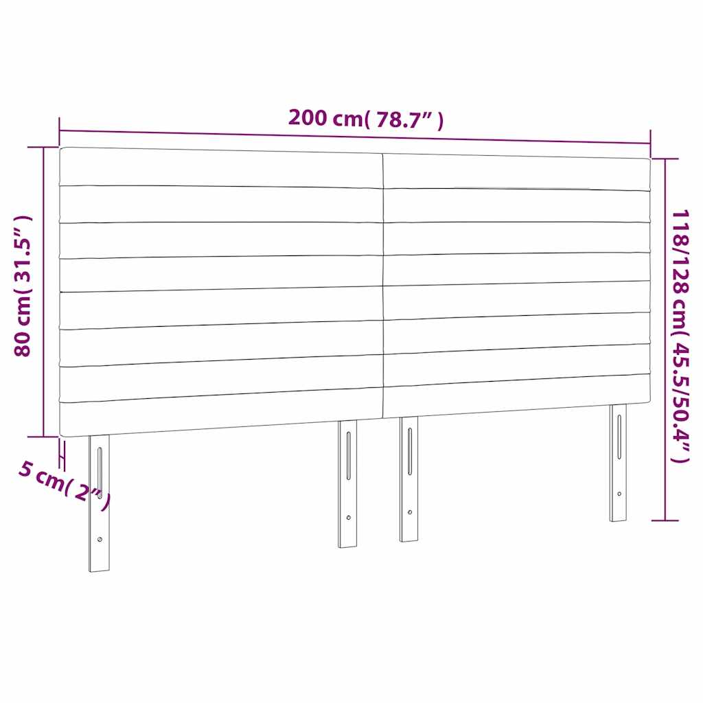 vidaXL Κεφαλάρι Κρεβατιού LED Σκούρο Πράσινο 200x5x118/128 εκ.