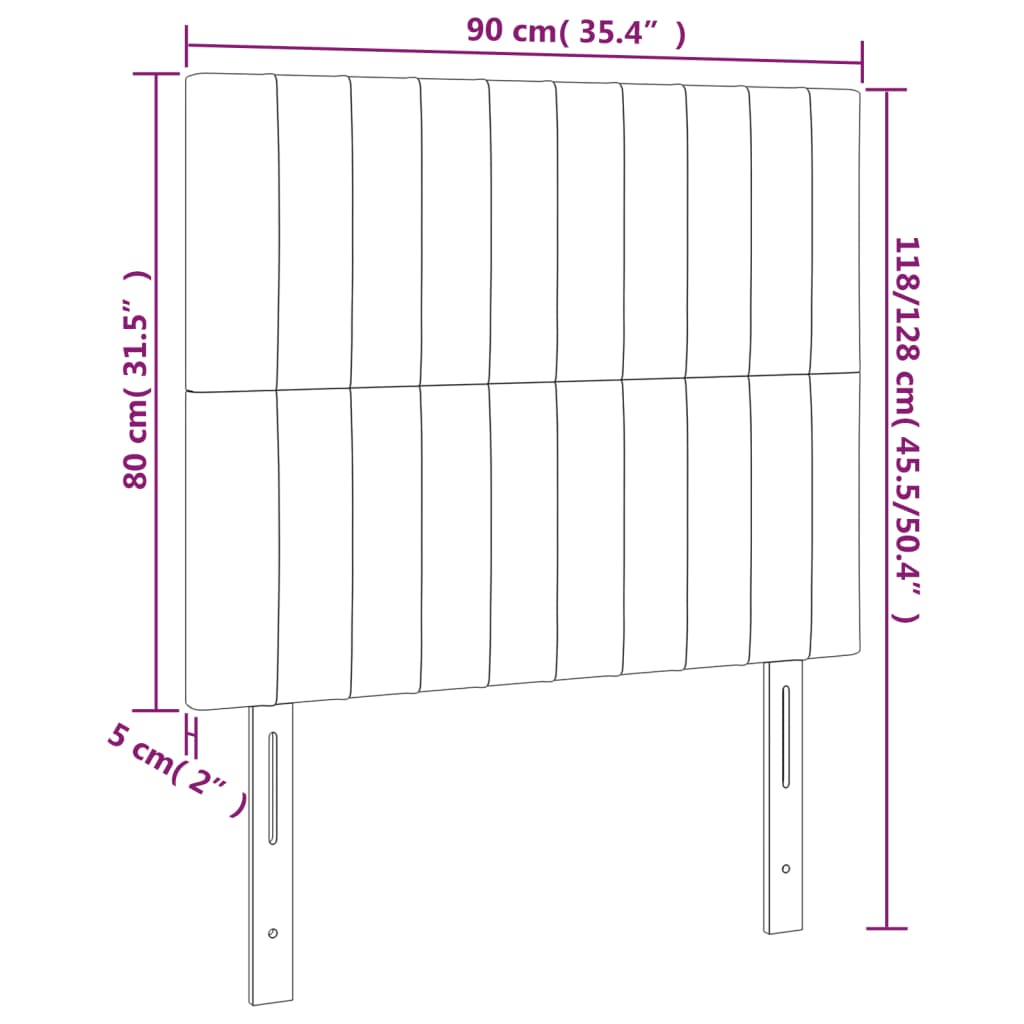 vidaXL Κεφαλάρι Κρεβατιού LED Ανοιχτό Γκρι 90x5x118/128 εκ. Υφασμάτινο