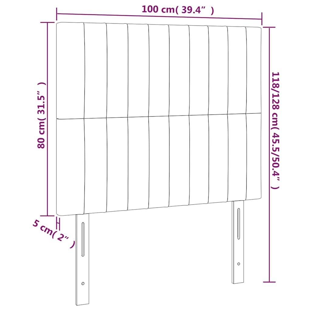 vidaXL Κεφαλάρι Κρεβατιού LED Σκούρο Μπλε 100x5x118/128 εκ. Βελούδινο
