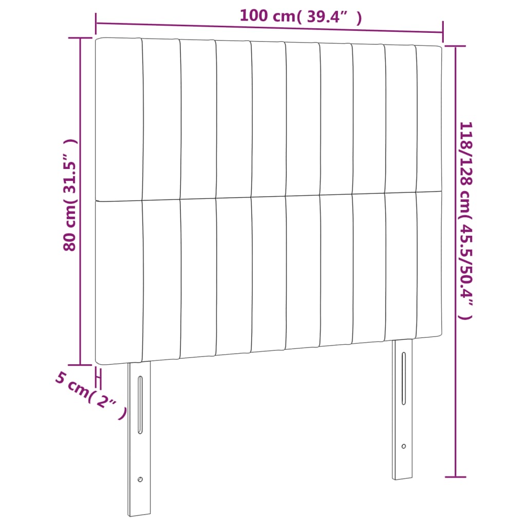 vidaXL Κεφαλάρι Κρεβατιού LED Ροζ 100x5x118/128 εκ. Βελούδινο