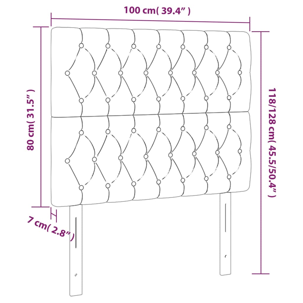vidaXL Κεφαλάρι Κρεβατιού LED Σκούρο Καφέ 100x7x118/128εκ. Υφασμάτινο