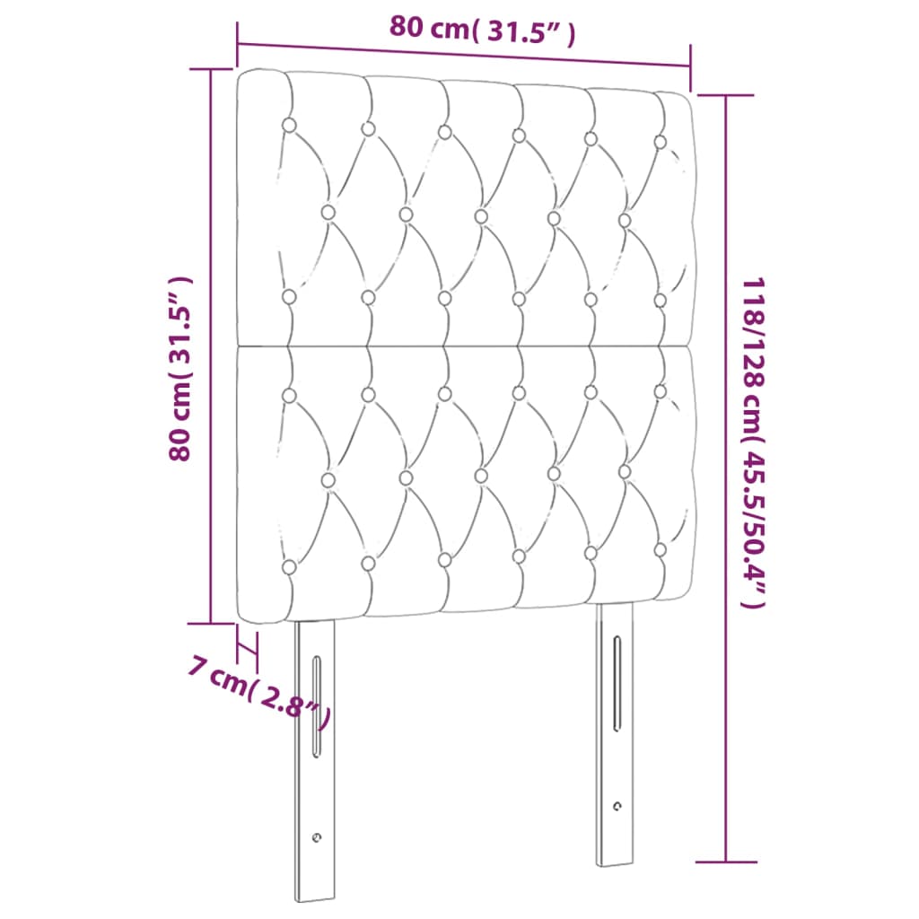 vidaXL Κεφαλάρι Κρεβατιού LED Μαύρο 80x7x118/128 εκ. Βελούδινο