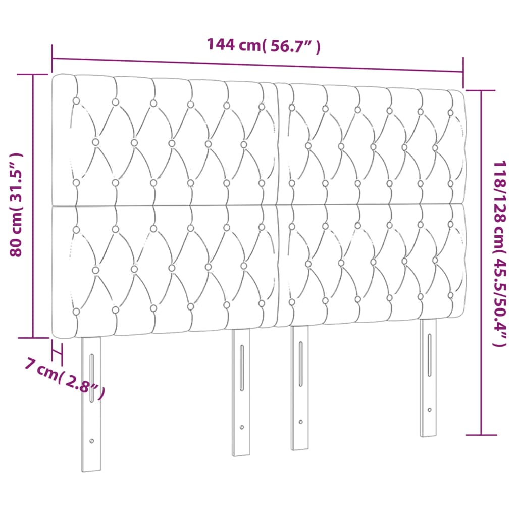 vidaXL Κεφαλάρι Κρεβατιού LED Ροζ 144x7x118/128 εκ. Βελούδινο