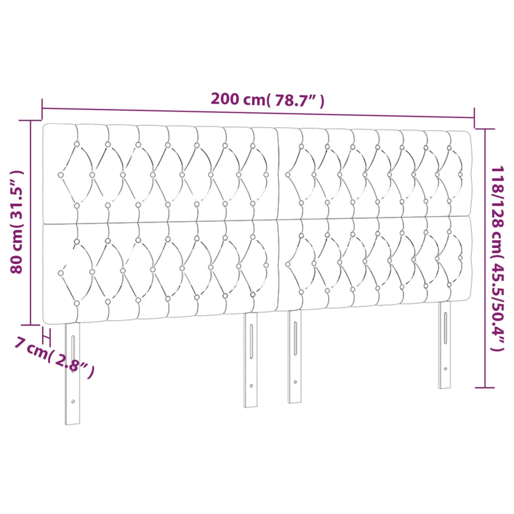 vidaXL Κεφαλάρι Κρεβατιού LED Σκούρο Μπλε 200x7x118/128 εκ. Βελούδινο