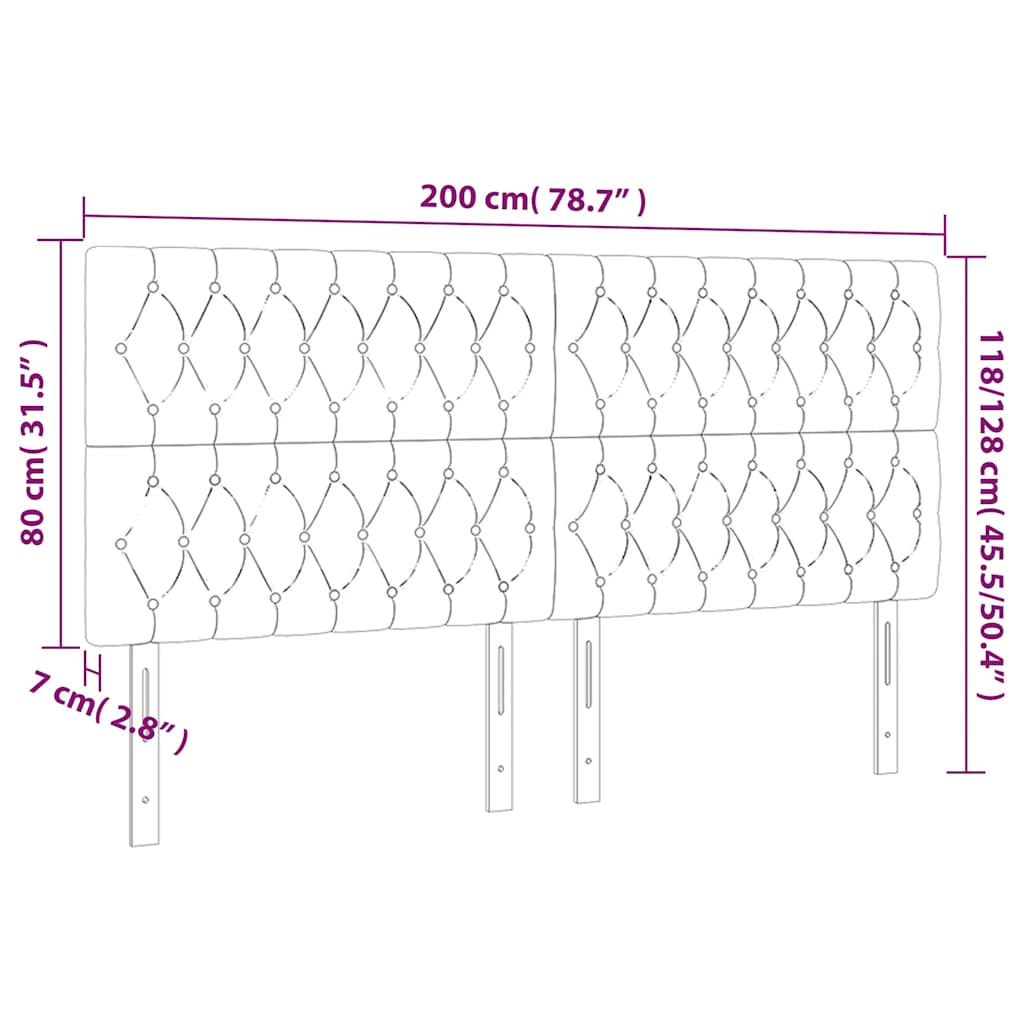 vidaXL Κεφαλάρι Κρεβατιού LED Σκούρο Μπλε 200x7x118/128 εκ. Βελούδινο