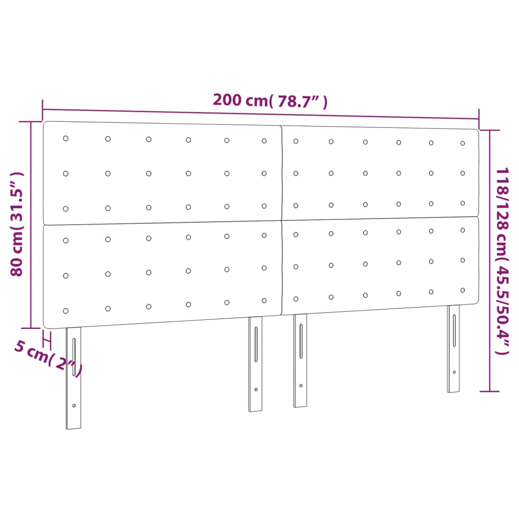 vidaXL Κεφαλάρι Κρεβατιού LED Σκούρο Πράσινο 200x5x118/128 εκ.