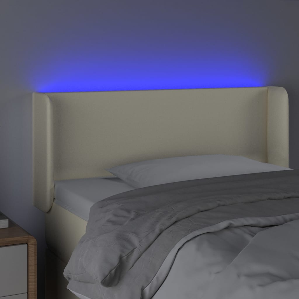 vidaXL Κεφαλάρι Κρεβατιού LED Κρεμ 83x16x78/88 εκ. Συνθετ. Δέρμα