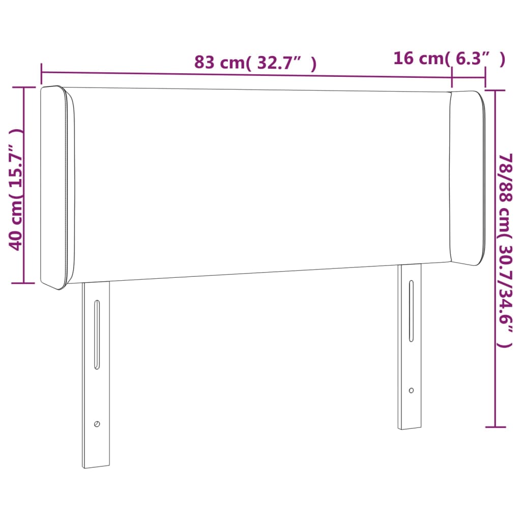 vidaXL Κεφαλάρι Κρεβατιού LED Κρεμ 83x16x78/88 εκ. Συνθετ. Δέρμα