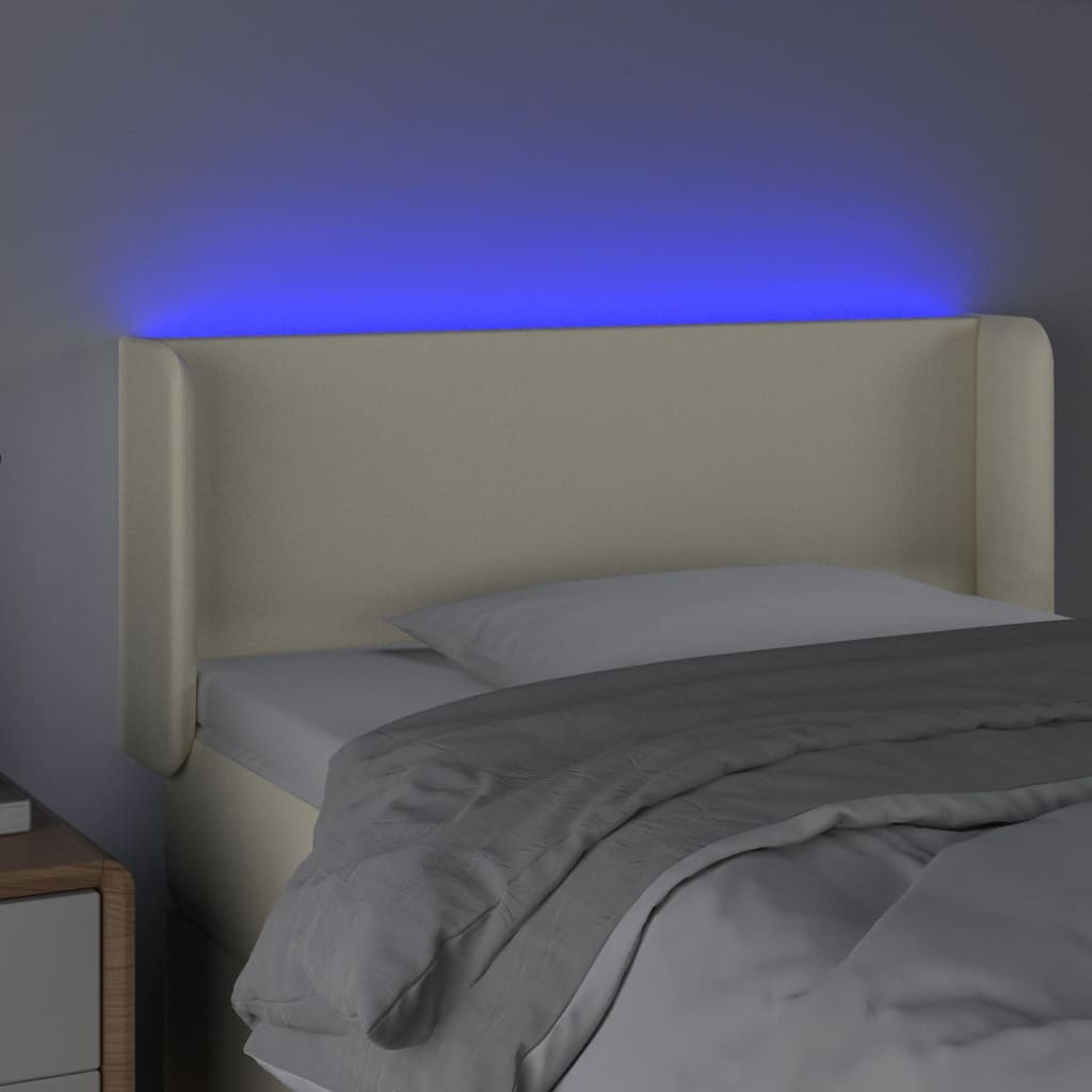 vidaXL Κεφαλάρι Κρεβατιού LED Κρεμ 93x16x78/88 εκ. από Συνθετικό Δέρμα