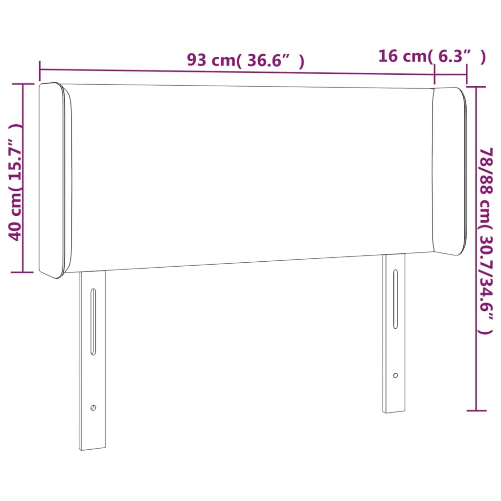 vidaXL Κεφαλάρι Κρεβατιού LED Κρεμ 93x16x78/88 εκ. από Συνθετικό Δέρμα