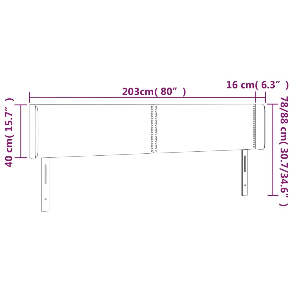 vidaXL Κεφαλάρι Κρεβατιού LED Σκούρο Καφέ 203x16x78/88 εκ. Υφασμάτινο
