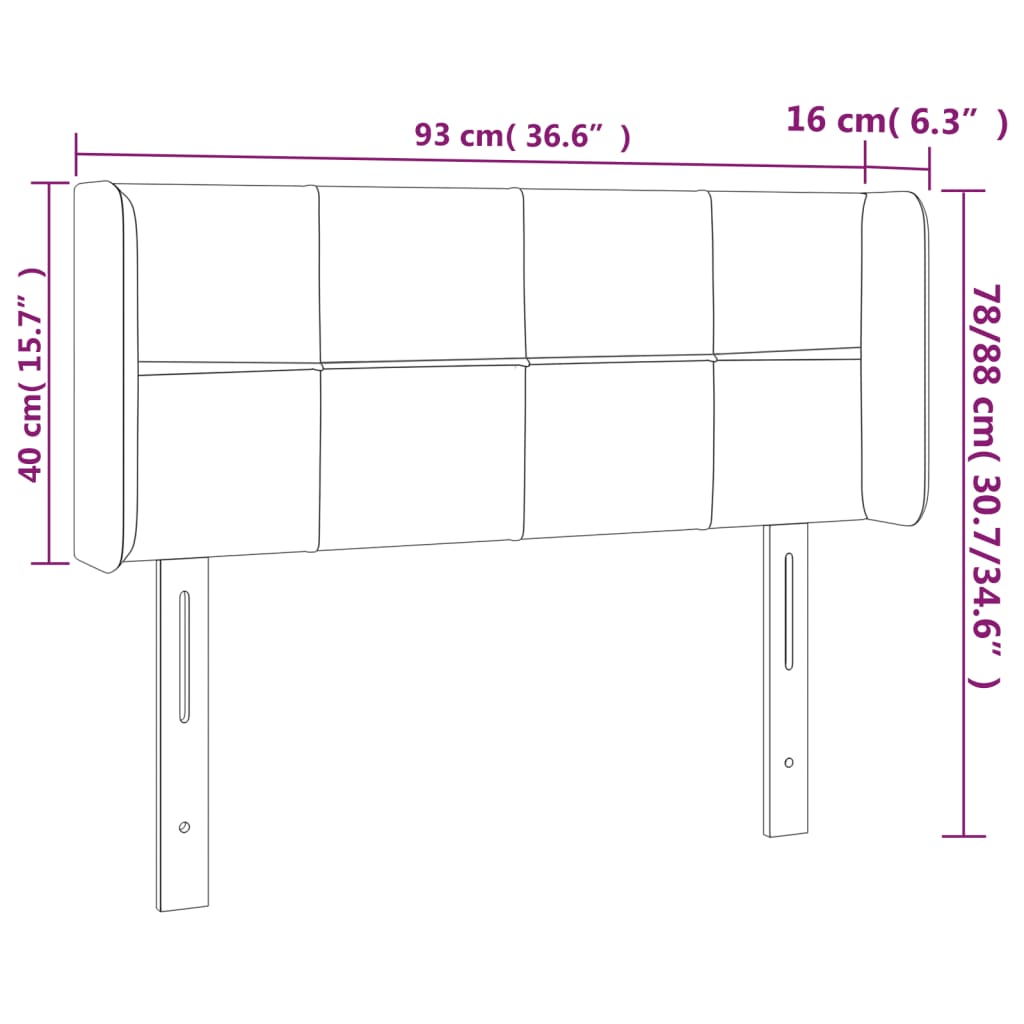 vidaXL Κεφαλάρι Κρεβατιού LED Μπλε 93x16x78/88 εκ. Υφασμάτινο