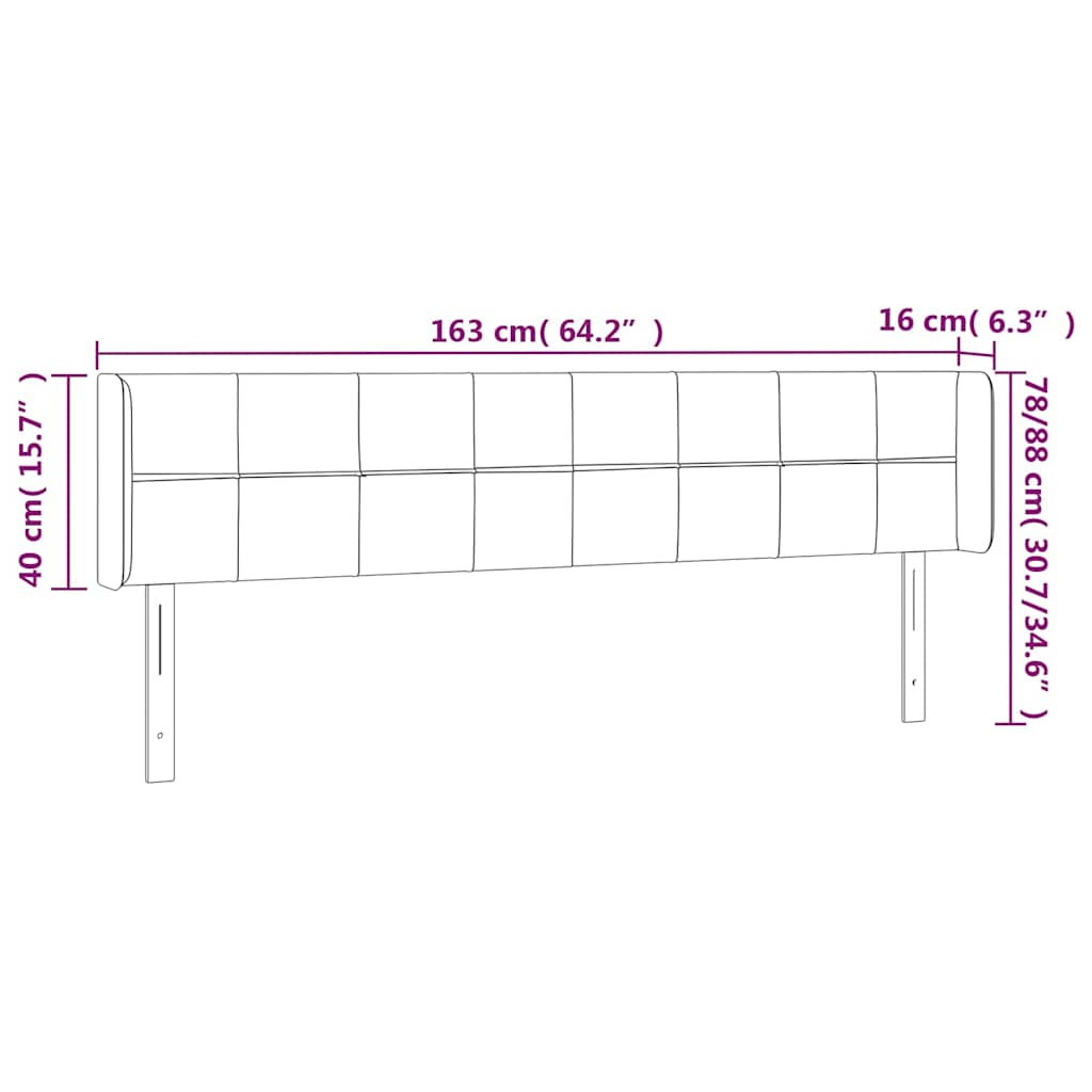vidaXL Κεφαλάρι Κρεβατιού LED Σκούρο Καφέ 163x16x78/88 εκ. Υφασμάτινο